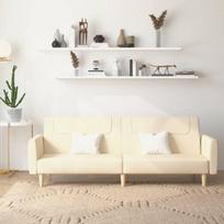 Dvivietė sofa-lova, kreminės spalvos, audinys