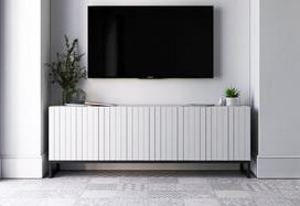 TV spintelė Meble Lindner 150 cm baltas matinis, metalinis rėmas