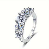 Sterlingo sidabro moisanito žiedas, Balta -3,6CT