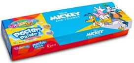 Guašas COLORINO Disney "Peliukas Mikis", 12 spalvų + auksinė ir sidabrinė