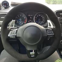 Premium komforto rankomis siūtas vairaračio užvalkalas Golf GTI , Juodo kailio linija