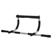 Pull-up stanga, treniruočių laikiklis, daugiafunkcinė durų stanga, plienas, putplastis, 92 x 40 x 17 cm, juoda + pilka