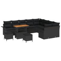 12 dalių sodo sofa komplektas su pagalvėlėmis Juoda Poli Ratanas Akacija,3 dalių sodo valgomojo komplektas su pagalvėlėmis Juoda Poli Ratanas Akacija,2-vietė sodo sofa su pagalvėlėmis Juoda Poli Ratanas