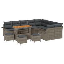 vidaXL Sodo Sofų Rinkinys su pagalve su saugykla 13 pcs Pilka