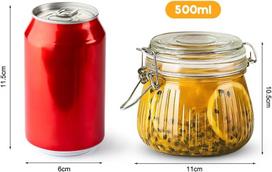 Cewrom stiklainių rinkinys konservavimui, 4 stiklainiai su atlenkiamu dangteliu 500 ml, stiklainiai su vieliniu užsegimu, skirti konservavimui ir fermentavimui, hermetiški stiklainiai kavai, cukrui, riešutams, prieskoniams