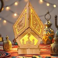 Dekoratyvinis Medinis Led Šviestuvas Ramadanui Ir Eid Mubarak 22 X 14 Cm