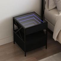 vidaXL Naktinis staliukas su Infinity LED, juodas, 40x40x51cm