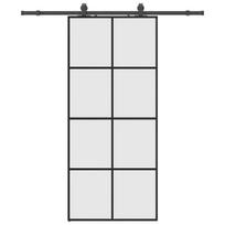 vidaXL Stumdomos durys su įrangos rinkiniu, juodas, 90x205 cm, ESG ir, 90 x 205 cm (183 cm slankiojantis bėgelis)