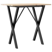 vidaXL Valgomojo stalas, 80x50x75cm, pušis ir plieninis, X formos rėmas