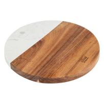 HARMONIJA apvalus medinis padėklas su marmuru, Ø 20 cm