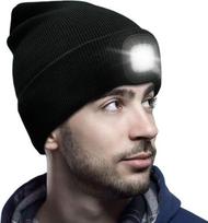 Unisex kepurė su šviesa, USB įkraunama LED priekinio žibinto kepuraitė, dovanos tėčiui tėvui vyrui vyrui šilta megzta kepurė