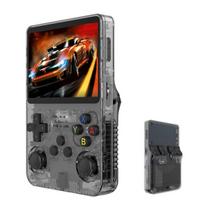 Žaidimų konsolė R36S delninis žaidimų grotuvas 64GB žaidimai 3,5 colio IPS ekranas klasikinis žaidimų grotuvas atvirojo kodo Linux 3D dviguba sistema vaikams ir suaugusiems, Pilka 64G