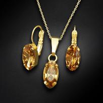 Papuošalų rinkinys moterims DiamondSky "Enigma (Light Colorado Topaz)" su Swarovski kristalais