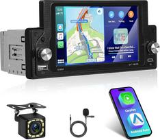 1 Din Carplay autoradio, IPS jutiklinis ekranas su vienu Din 5,9" Android Auto automobiline stereo sistema, variklio MP5 grotuvas, Bluetooth/MirrorLink/FM/USB2.0/AUX/Laden/Fernbedienung + Rückfahrkamera