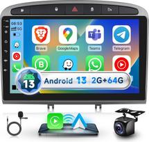 2G+64G Autoradio für Peugeot 308/408 2007-2015, Podofo 9 Zoll Touchscreen Android 13.0 Radio mit Kabellosem Carplay Android Auto DSP BT GPS Spiegel FM RDS USB Rückfahrkamera