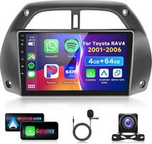 4G ir 64G 9 colių automobilinis radijo imtuvas "Toyota RAV4" 2001-2006 m. su "Carplay" "Android" belaidžiu ryšiu, 1280 x 720, "Android 13", jutiklinis ekranas "Bluetooth HiFi/RDS/FM radijas, "WiFi Navi/AHD atbulinės eigos kamera