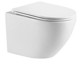 Komplektas: pakabinamas klozetas AGAT CER.MI.AGAT.TOR, lėtai nusileidžiantis dangtis, rėmas SLIM STEL.WC, baltas mygtukas WHITE FLUSH PLATE H3