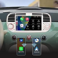 Autoradio für FIAT 500 2007-2015, mit Wireless Carplay Android Auto Bildschirm Touchscreen, Subwoofer Bluetooth FM AM RDS Mirror Link für Android/IOS