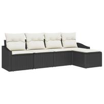 vidaXL Sofos komplektas su pagalve 6 pcs Juoda poliratanas