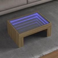 Kavos staliukas su infinity led lemputėmis, ąžuolo, 70x50x30cm