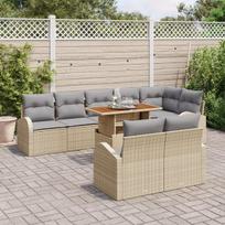 vidaXL Sodo Sofų Rinkinys 9 pcs smėlio ir šviesiai pilkos spalvos