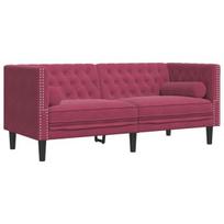 Dvivietė chesterfield sofa su pagalvėlėmis, raudona, aksomas