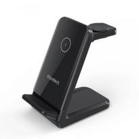 Belaidis įkroviklis CHOETECH, 15W, 3in1, juodas su stovu