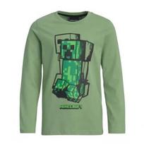 Marškinėliai berniukams Minecraft ilgomis rankovėmis, žali