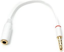 Stereo Aux 3.5mm prailgintuvas, 15cm, baltas, plokščias