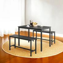 Valgomasis stalas, stalas su 2 suoliukais, 70 x 110 x 75 cm, Juodas, Söögilaud, söögilaud 2 pingiga, 70 x 110 x 75 cm, Must
