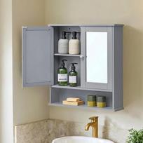 Veidrodinis spintelis, 13 x 56,5 x 58,5 cm, Pigeon Grey, Peegelkapp, Spiegelschrank, 13 x 56,5 x 58,5 cm, Tuvi Hall