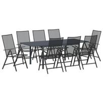vidaXL Sodo valgomojo komplektas 9 pcs Antracitas Plienas