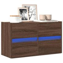 Sieninė tv spintelė su led lemputėmis, ruda ąžuolo, 80x31x45cm