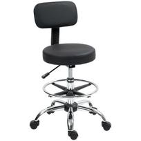 Biuro kėdė, kompaktiška sukiojama kėdė, reguliuojamo aukščio, su atrama kojoms, sukiojama 360°, dirbtinė oda, metalas, juoda, Juoda