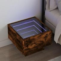vidaXL Naktinis staliukas su Infinity LED, dūminio ąžuolo, 40x40x30cm