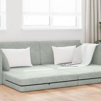 Grindų sofa-lova 2-in-1 Šviesiai pilka 213x144x60 cm Poliesteris