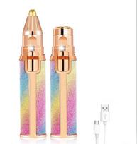2 viename USB elektrinis skustuvas, neskausminga antakių kirpimo mašinėlė moterims su antakių kirpimo mašinėle, įmontuota LED šviesa