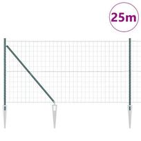 vidaXL Tvora su stulpais Žalia 1,2 x 25 m Plienas ir PVC