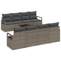 vidaXL Sofos komplektas su pagalve 7 pcs Pilka poliratanas