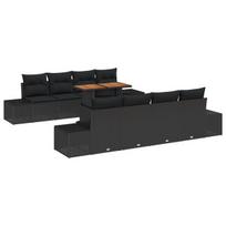vidaXL Sodo Sofų Rinkinys su saugykla 9 pcs Juoda Poli ratanas