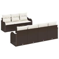vidaXL Sodo Sofų Rinkinys su pagalve 8 pcs Ruda ir grietinėlė
