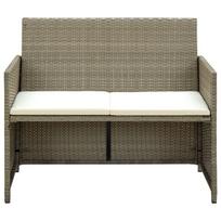 Dvivietė sodo sofa，Lauko sofa su pagalvėlėmis, kreminė, poliratanas CFE28189