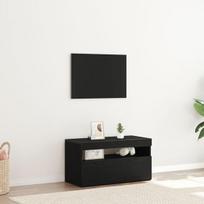 televizoriaus spintelė su LED apšvietimu, juoda, 75x35x40 cm, dirbtinė mediena