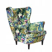 ARI PRINT Skandinaviškas fotelis su ausų kraštine Šeimos baldai Monstera leaf green