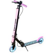 Paspirtukas Raven Pastelle Black/Pink 145mm su rankiniu stabdžiu ir priekiniu amortizatoriumi + skambučiu