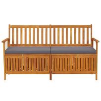 vidaXL Suoliukas-daiktadėžė su pagalvėle, 148cm, akacijos masyvas