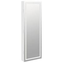 Veidrodinė papuošalų spintelė su LED apšvietimu vidaXL, balta
