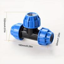 PE vamzdžio trišakė jungtis sodo laistymo sistemoms, 32 mm