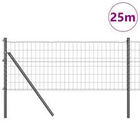 vidaXL Tvora su stulpais Pilka 0,8 x 25 m Plienas ir PVC