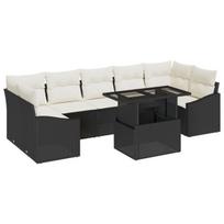 vidaXL Sodo Sofų Rinkinys su saugykla 8 pcs Juoda Poli ratanas